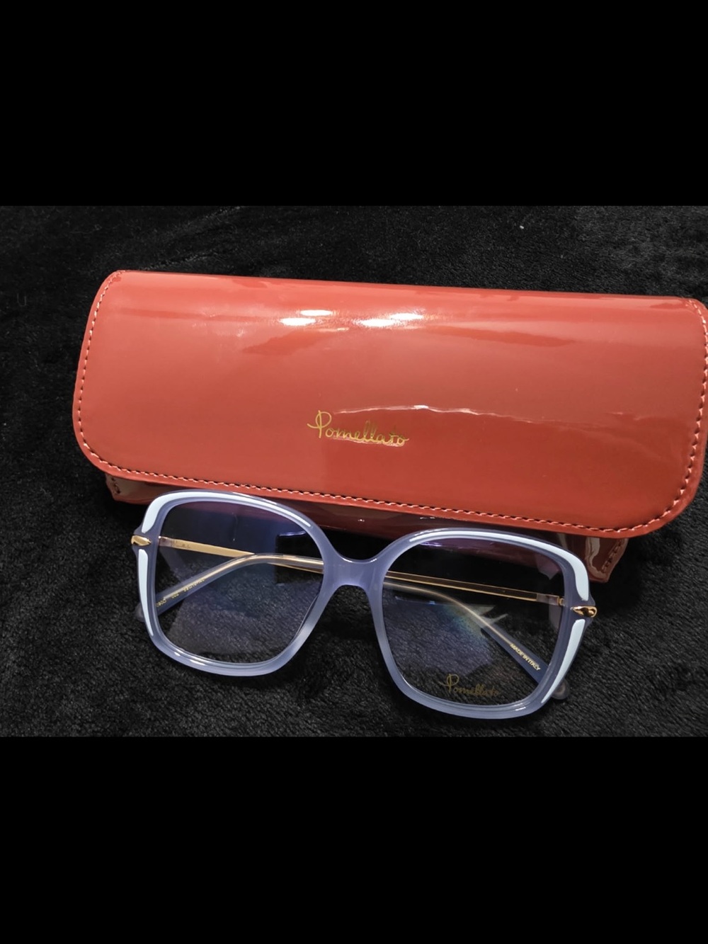 Pomellato Lavender Square Sunglasses with Coral Case